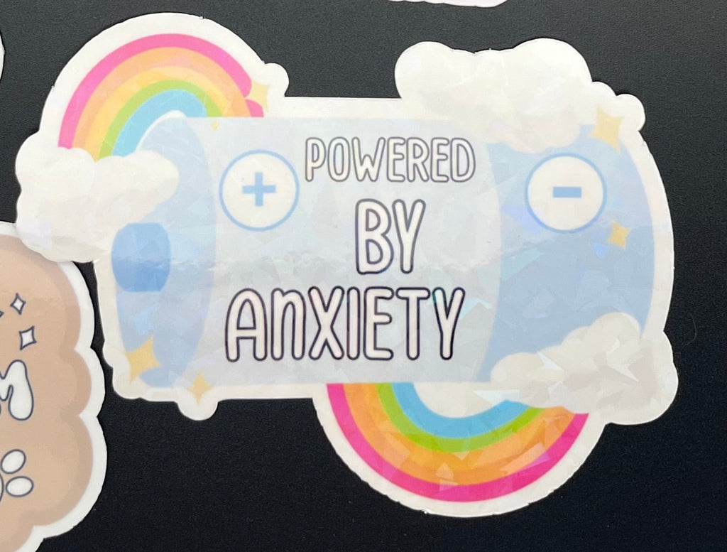 Powered By Anxiety Battery Sticker