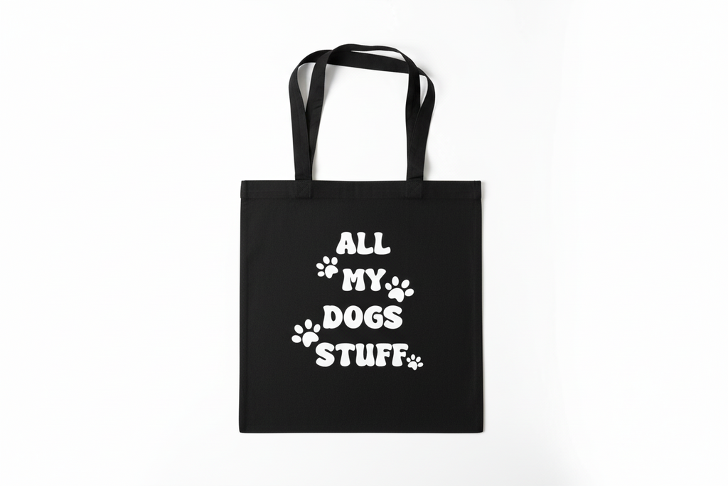All My Dogs Stuff Paw Print Tote Bag