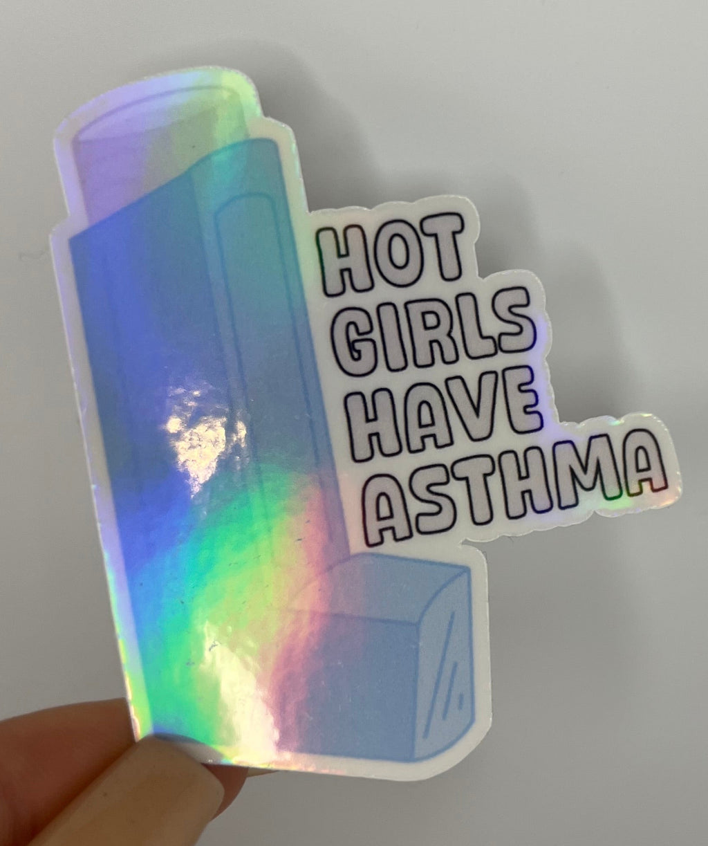 Hot Girls Have Asthma Blue Inhaler Sticker
