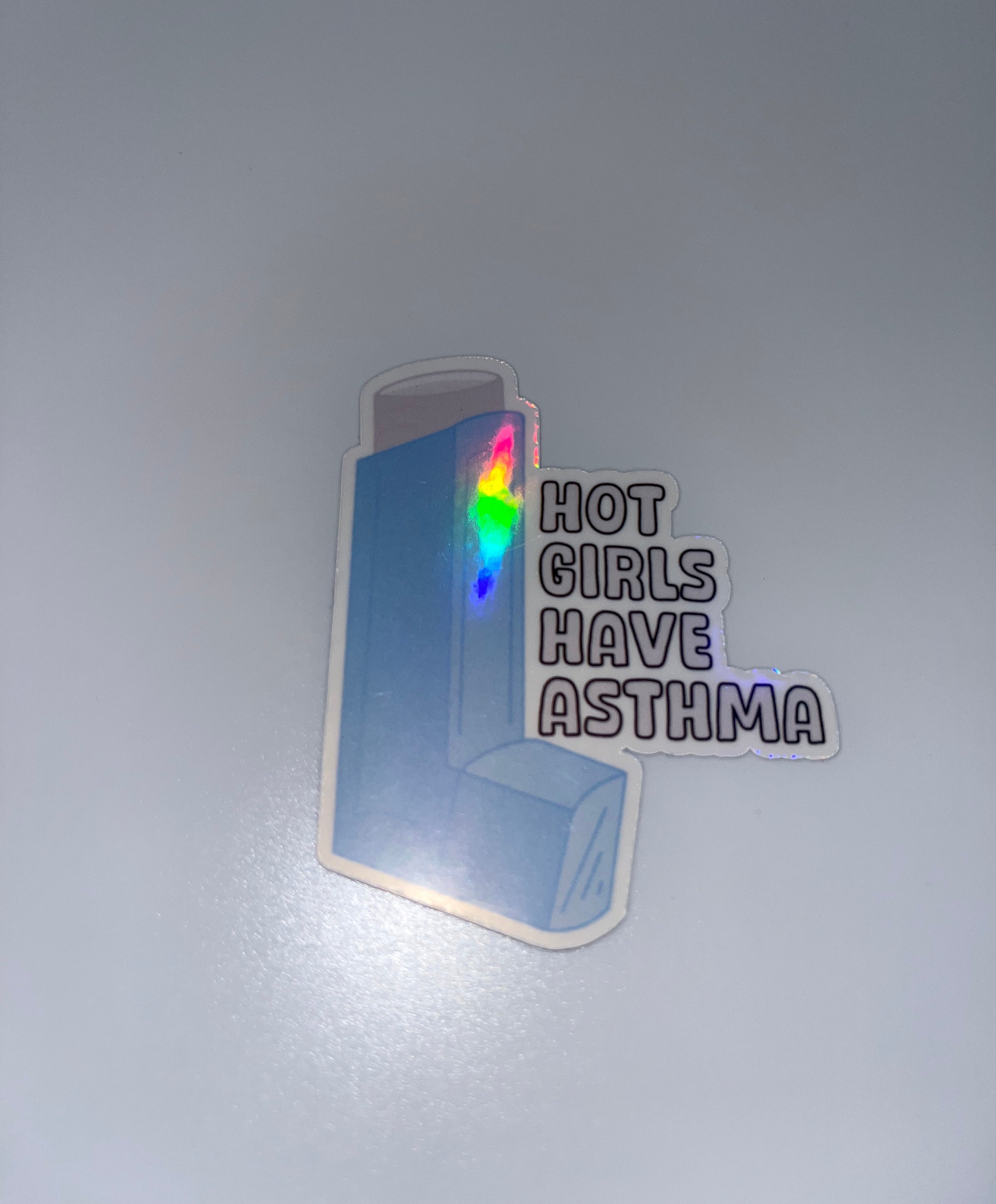 Hot Girls Have Asthma Blue Inhaler Sticker