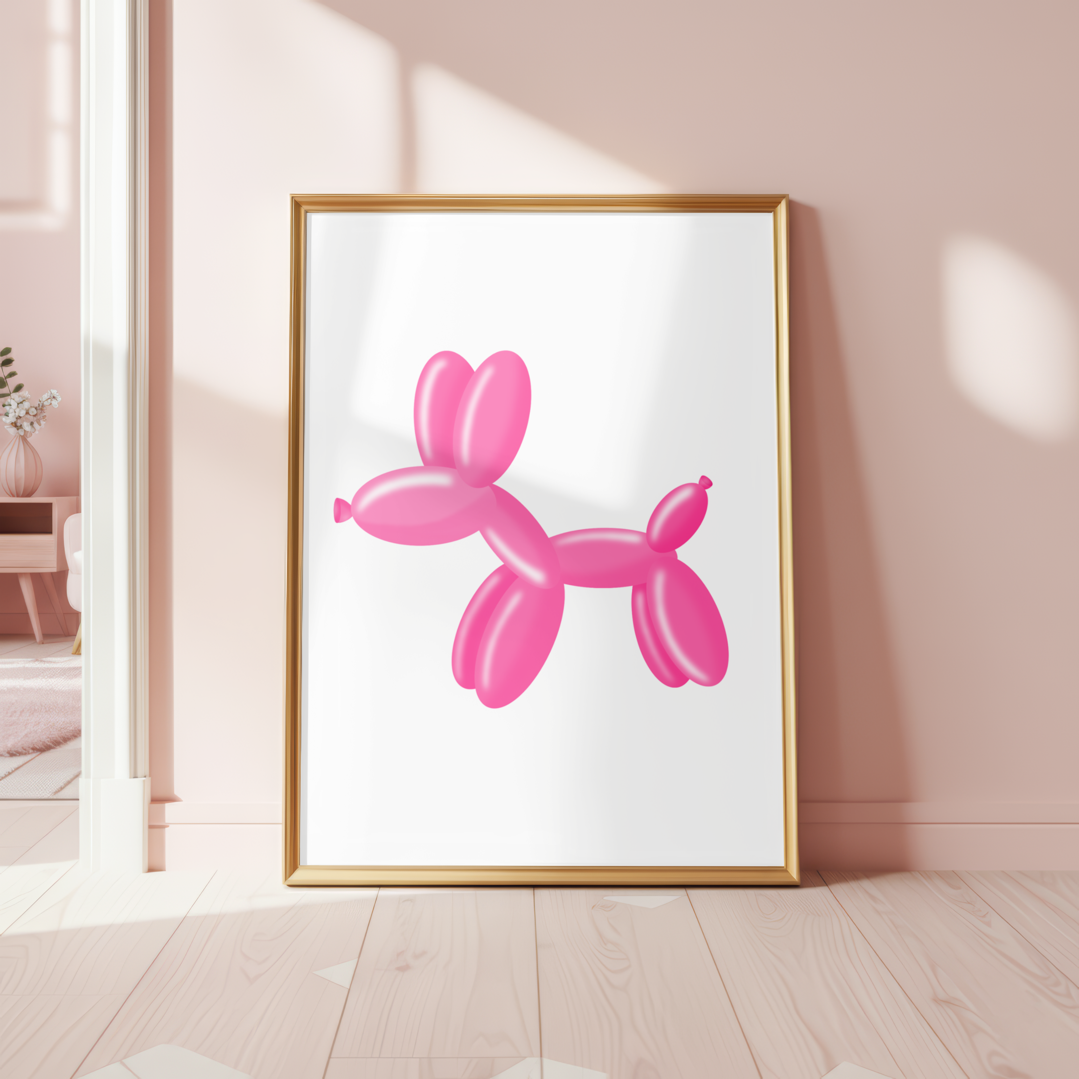 Pink Balloon Animal Dog Poster