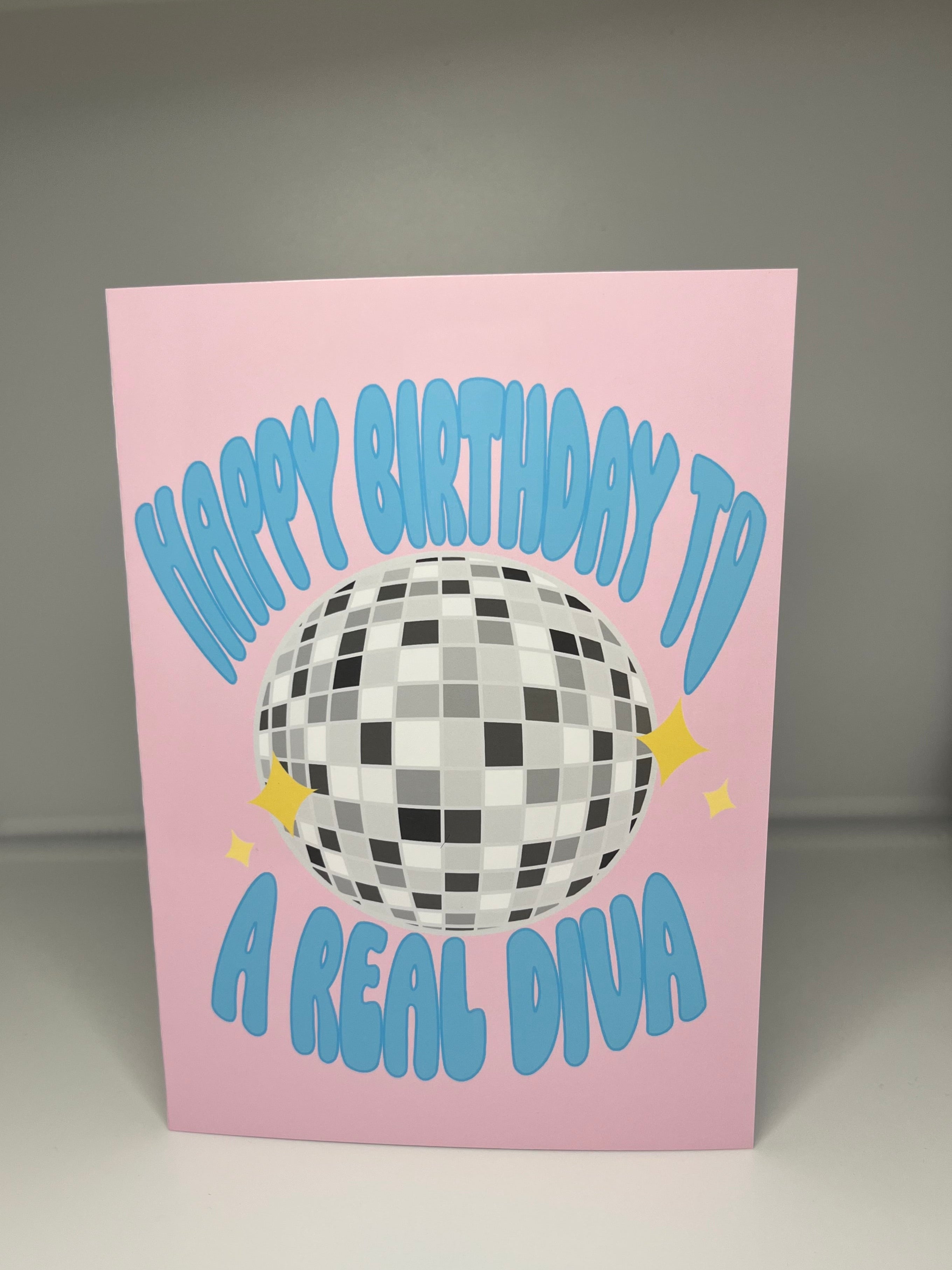 Happy Birthday To A Real Diva Discoball Card