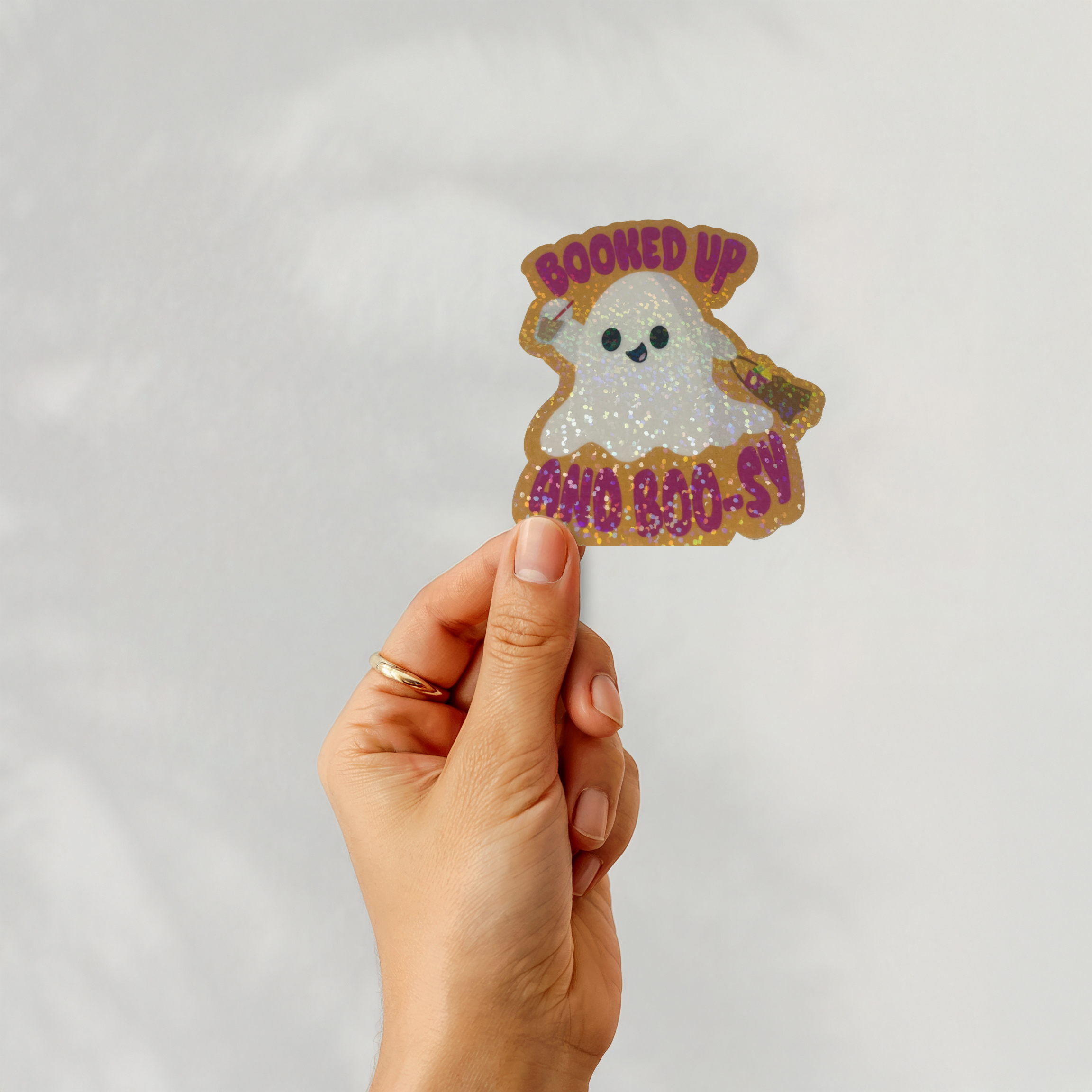 Booked Up And Boosy Ghost Sticker