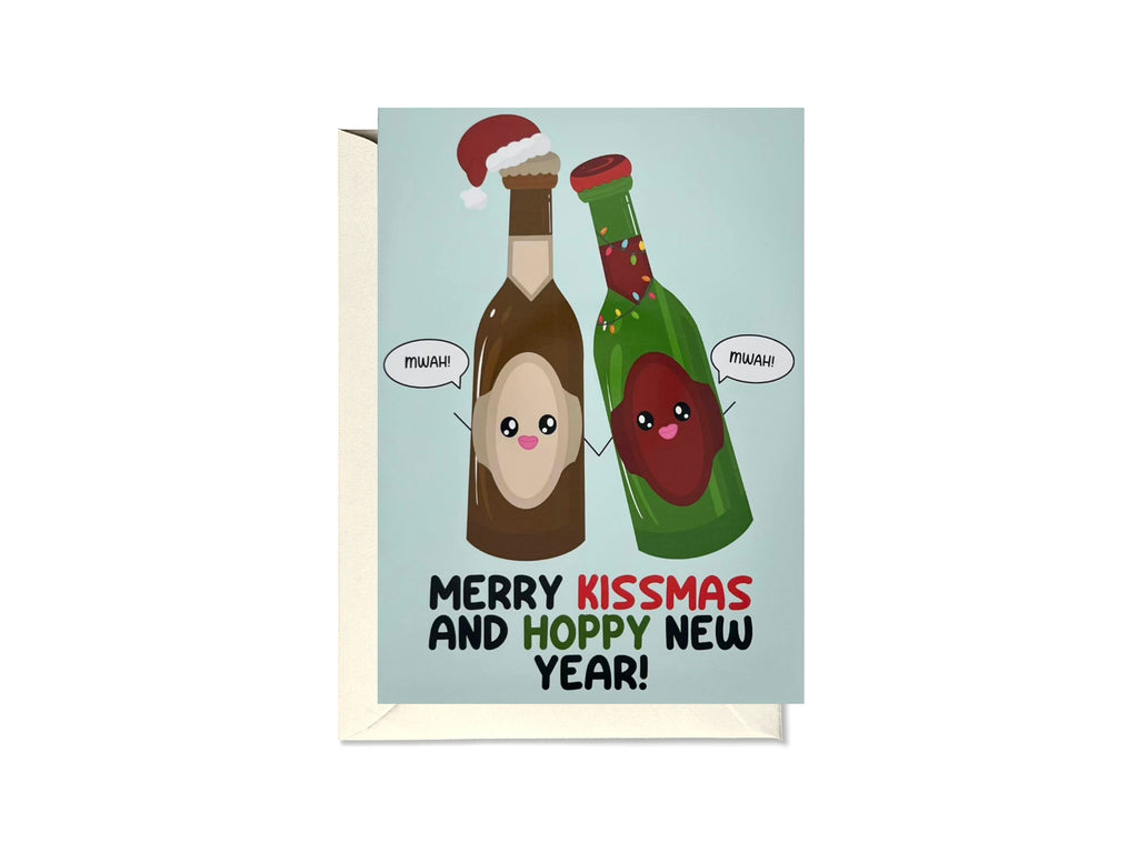 Merry Kissmas And A Hoppy New Year Card