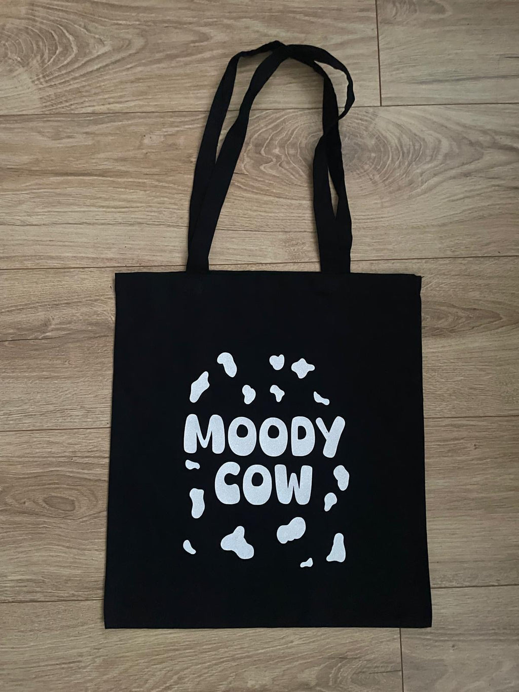 Moody Cow Sparkly Tote Bag