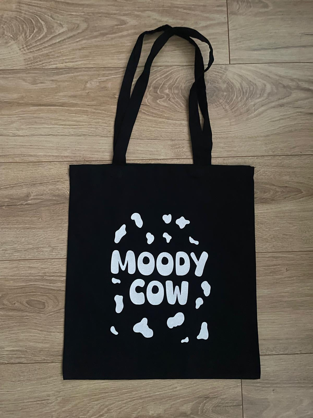 Moody Cow Sparkly Tote Bag
