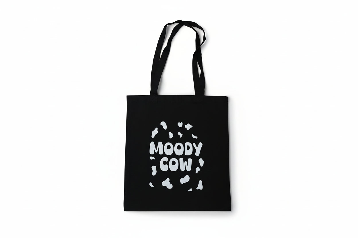 Moody Cow Sparkly Tote Bag