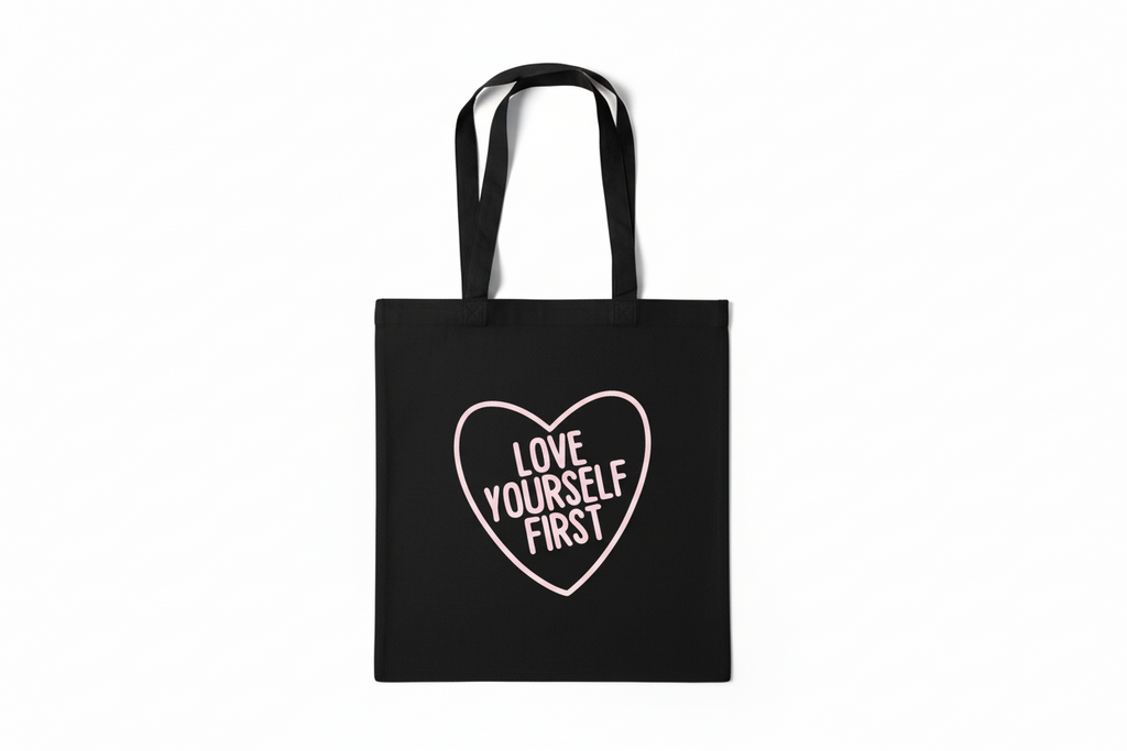 Love Yourself First Heart Tote Bag