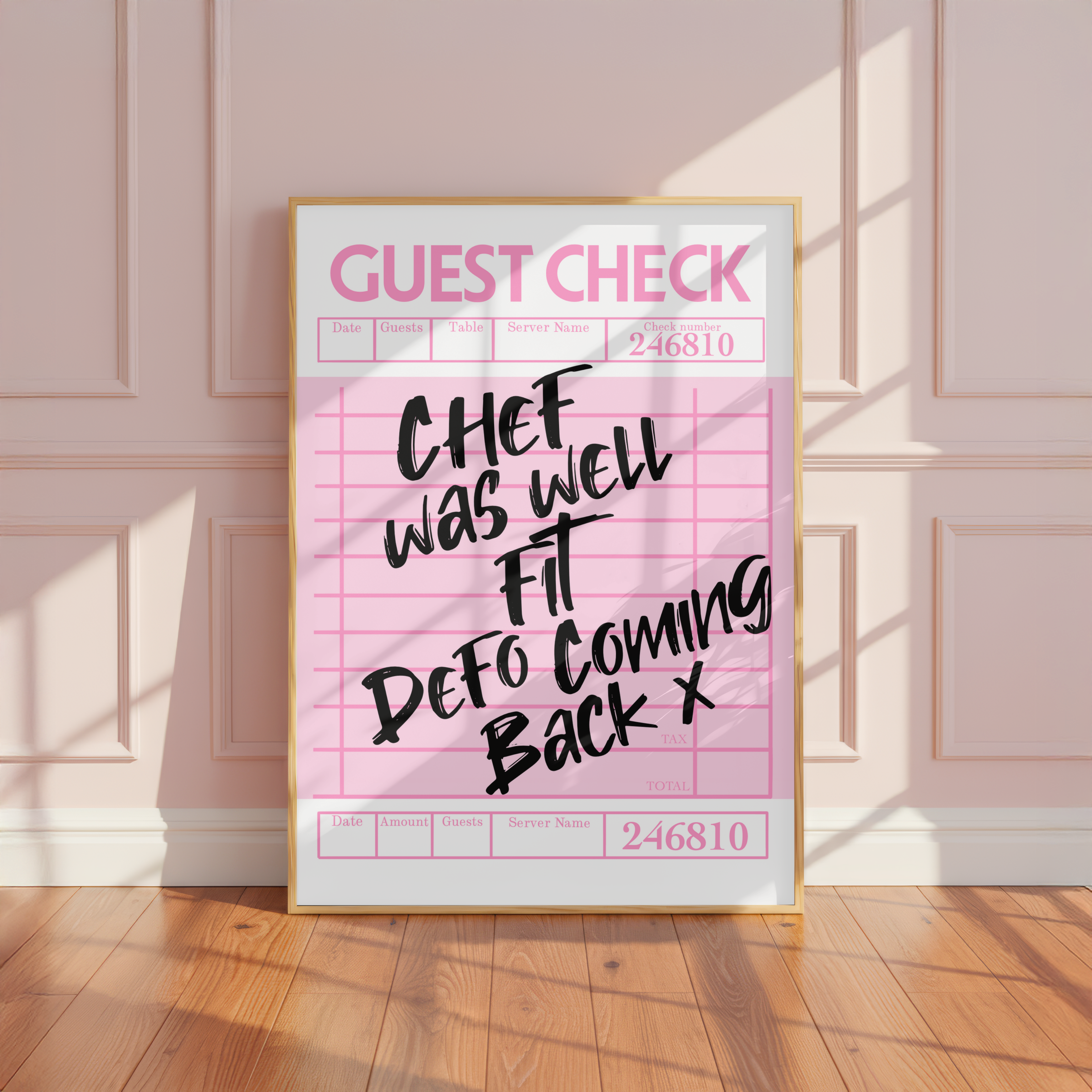 Chef Was Well Fit Defo Coming Back Guest Check Poster