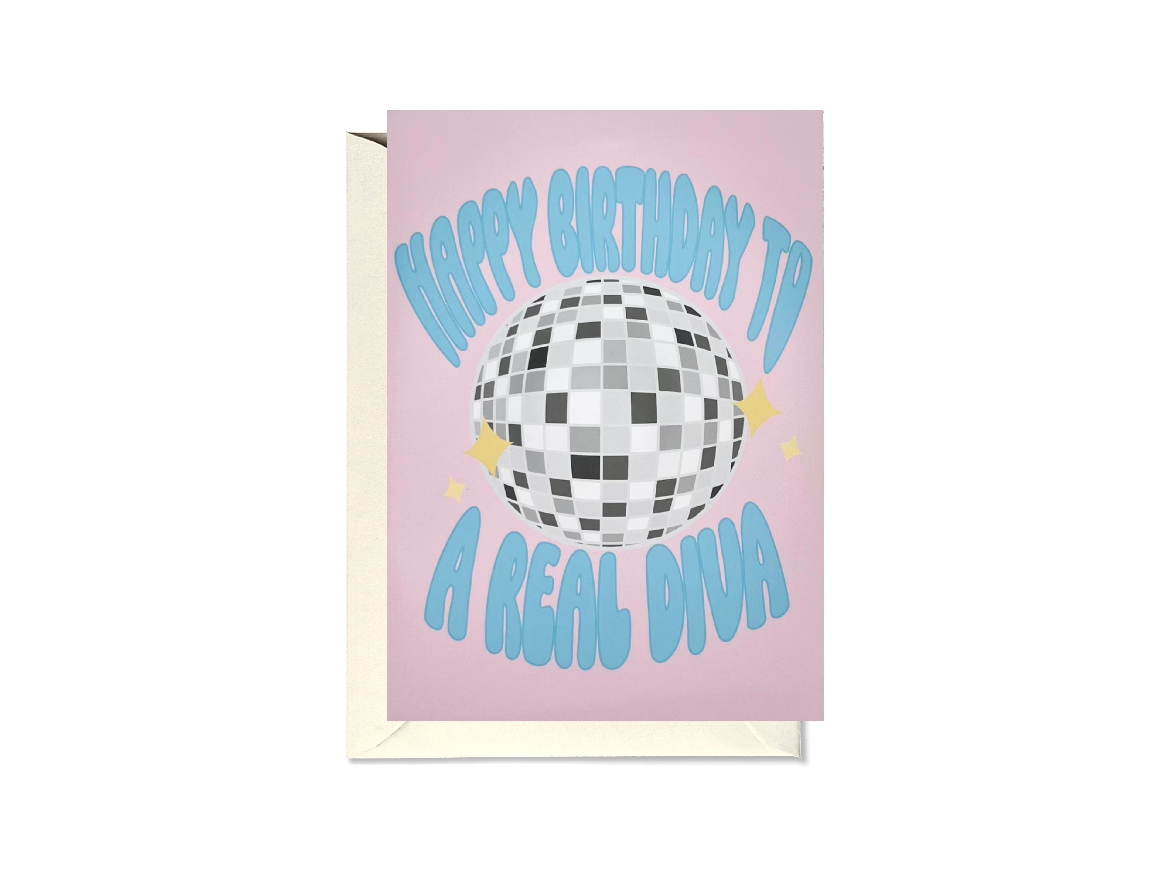 Happy Birthday To A Real Diva Discoball Card