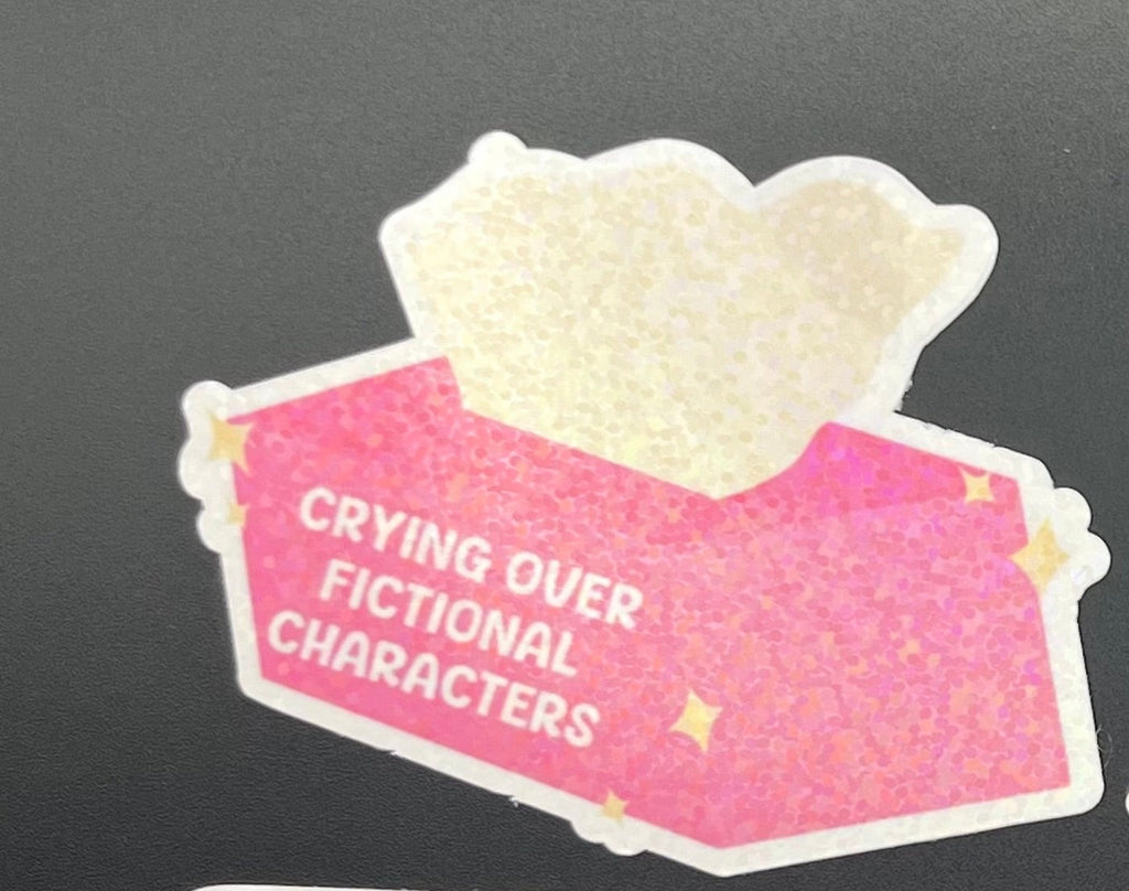 Crying Over Fictional Characters Tissue Box Sticker