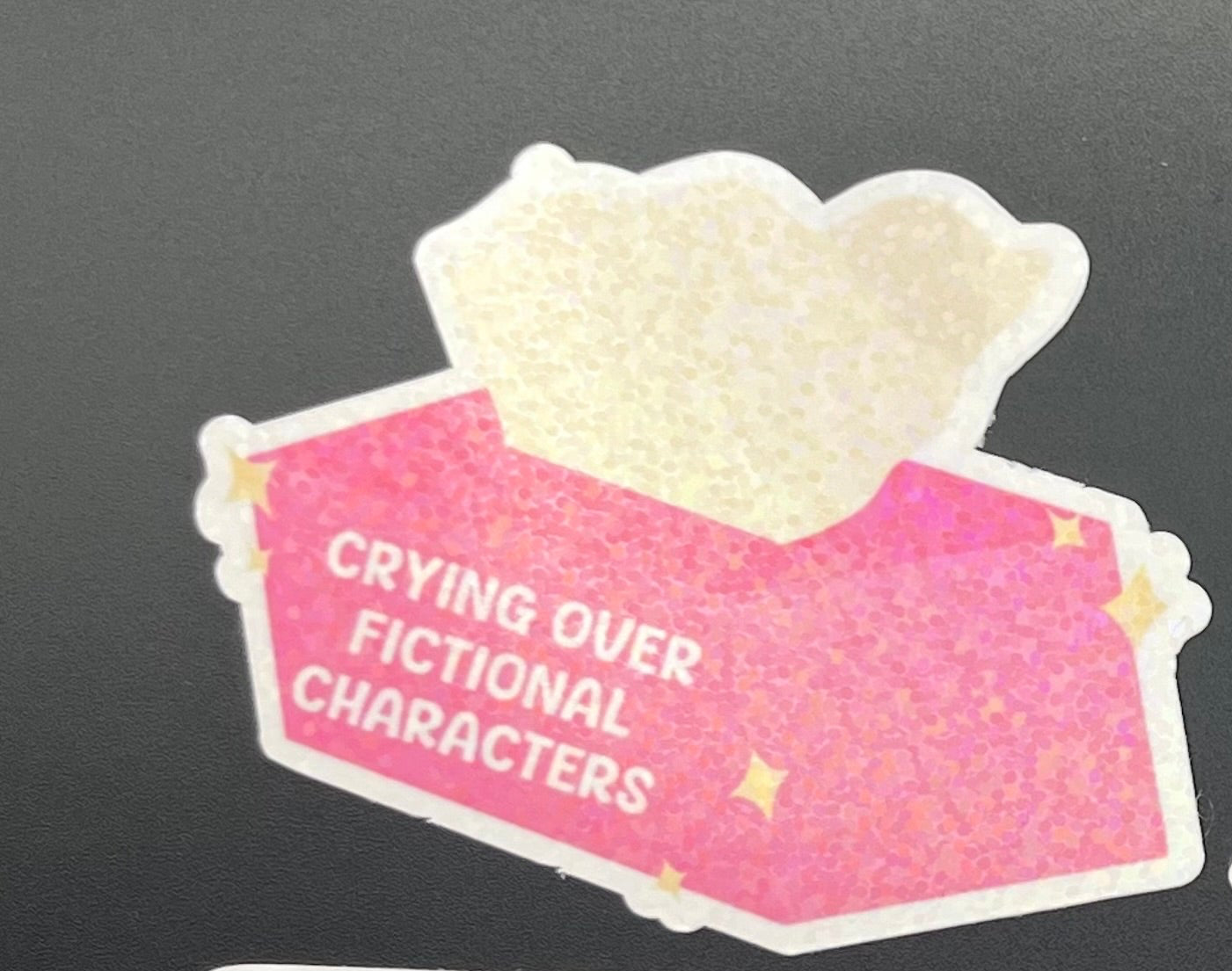 Crying Over Fictional Characters Tissue Box Sticker