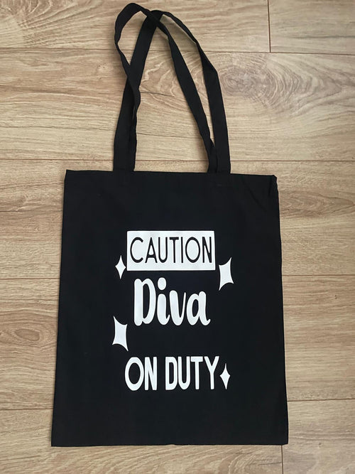 Caution Diva On Duty Tote Bag