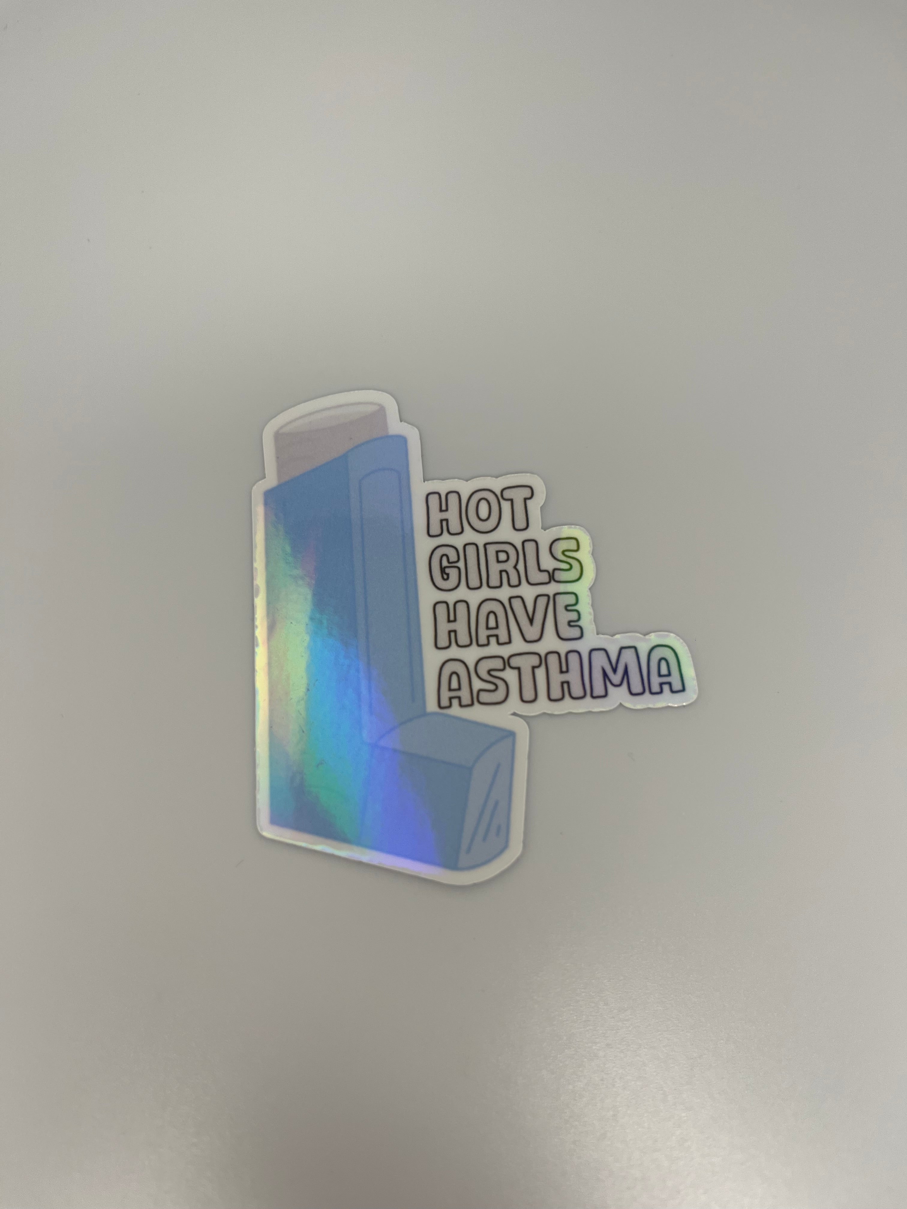 Hot Girls Have Asthma Blue Inhaler Sticker