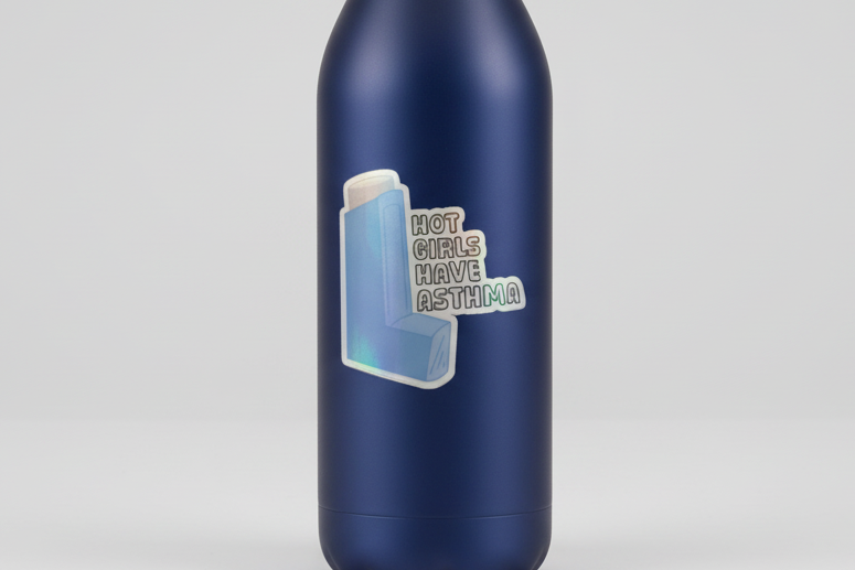 Hot Girls Have Asthma Blue Inhaler Sticker