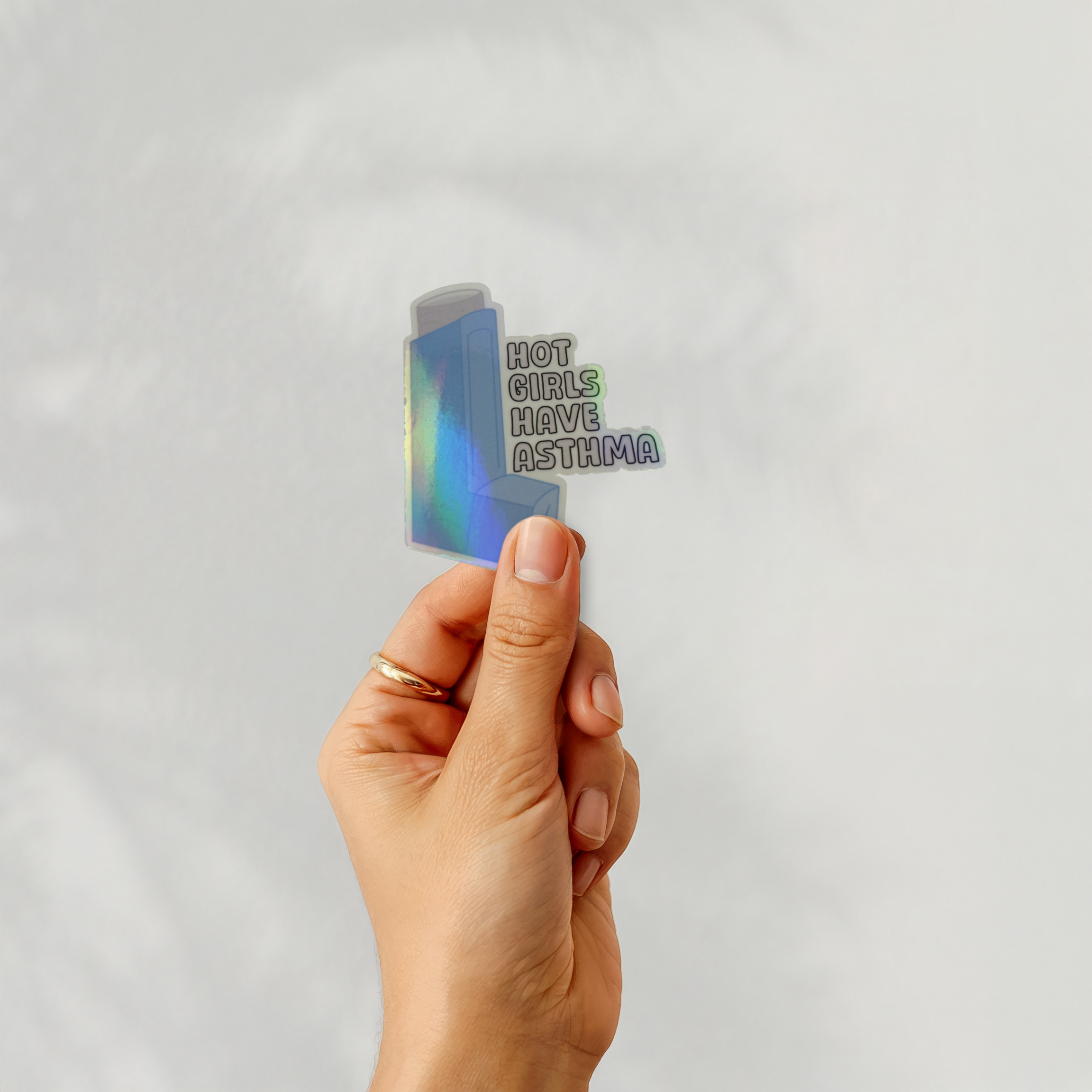 Hot Girls Have Asthma Blue Inhaler Sticker