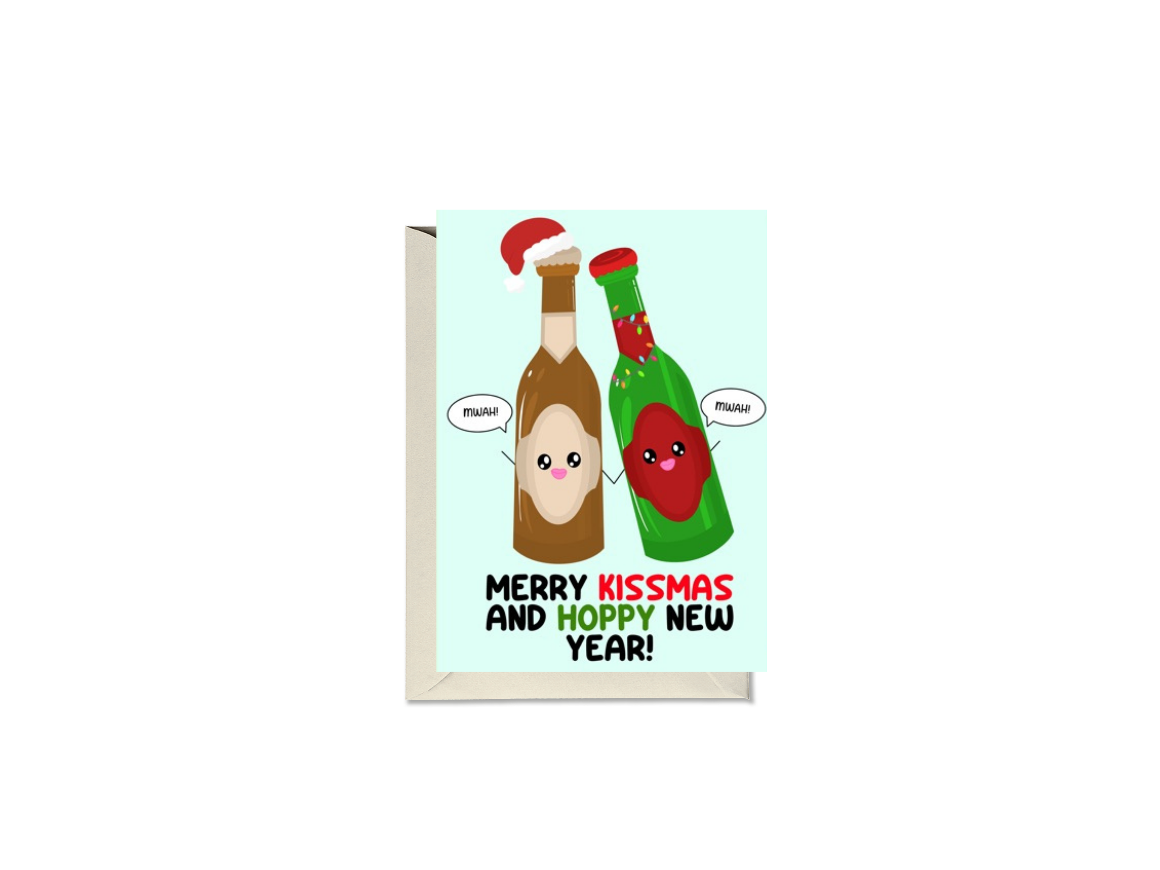 Merry Kissmas And A Hoppy New Year Card